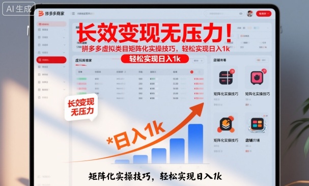 长效变现无压力!拼多多虚拟类目矩阵化实操技巧,轻松实现日入1k