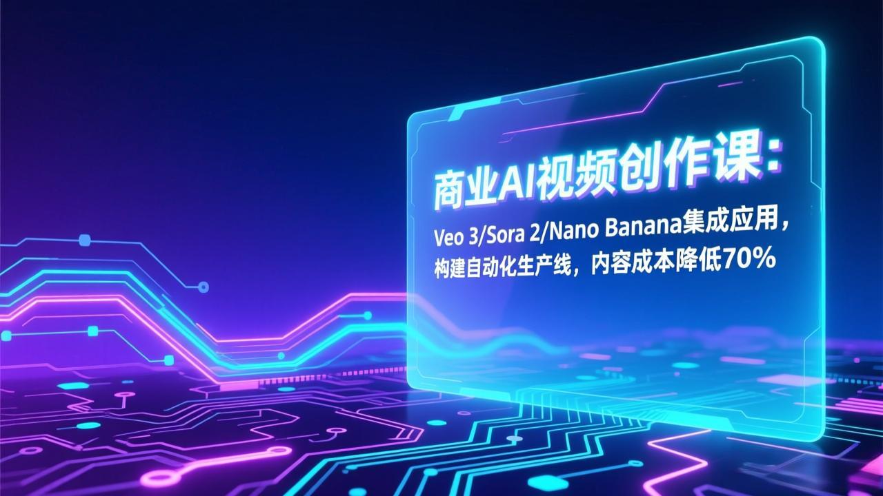 (17070期)商业AI视频创作课:Veo 3/Sora 2/Nano Banana集成应用,构建自动化生产线,内容成本降低70%