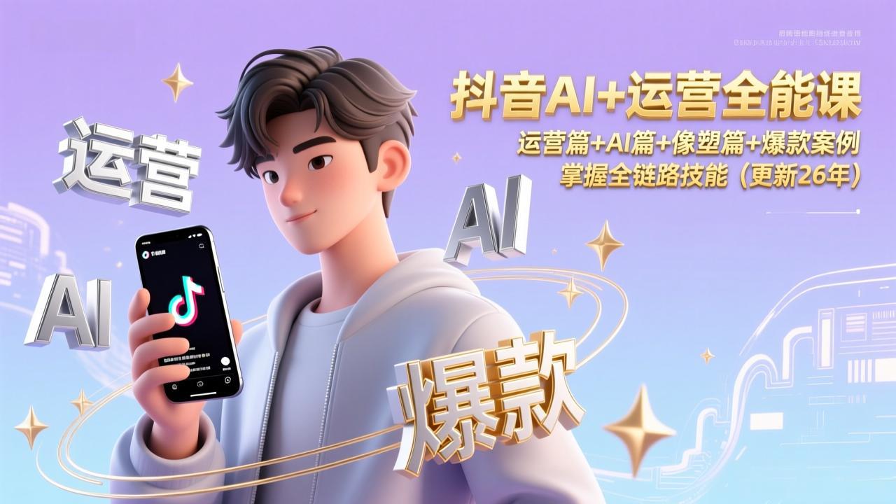 (17078期)抖音AI+运营全能课,运营篇+AI篇+像塑篇+爆款案例,掌握全链路技能(更新26年)