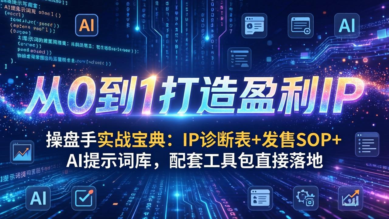 （17593期）操盘手实战宝典：IP诊断表+发售SOP+AI提示词库，配套工具包直接落地，从0到1打造盈利IP