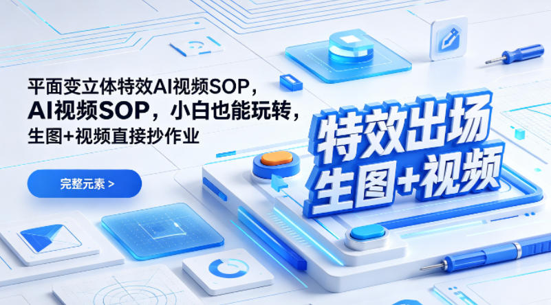 （特效出场）平面变立体特效AI视频SOP，小白也能玩转，生图+视频直接抄作业