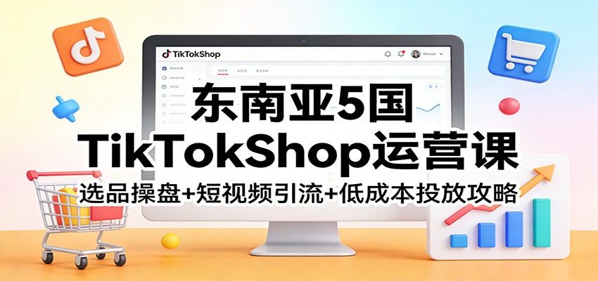 东南亚TikTokShop运营课：选品操盘+短视频引流+低成本投放攻略