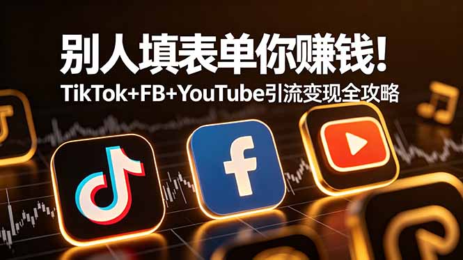 (19018期)别人填表单你赚钱!TikTok+FB+YouTube 引流变现全攻略【原创双语字幕】