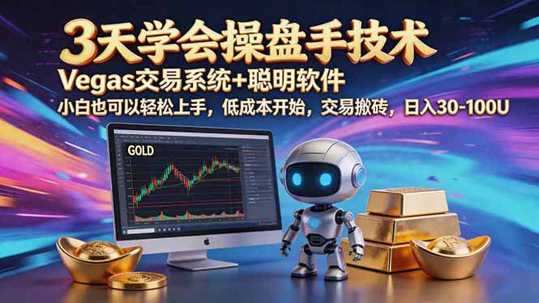 (19005期)三天学会操盘手技术,vegas技术+聪明软件,小白也可以轻松上手,日入500+
