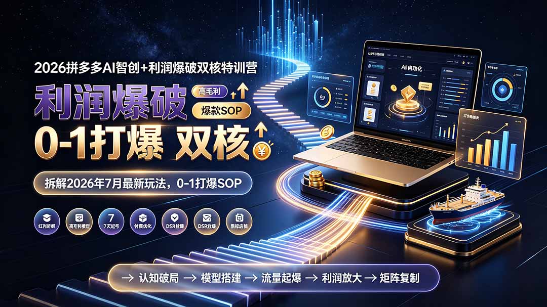 (19307期)2026拼多多AI智创+利润爆破双核特训营-拆解2026年7月最新玩法,0-1打爆SOP